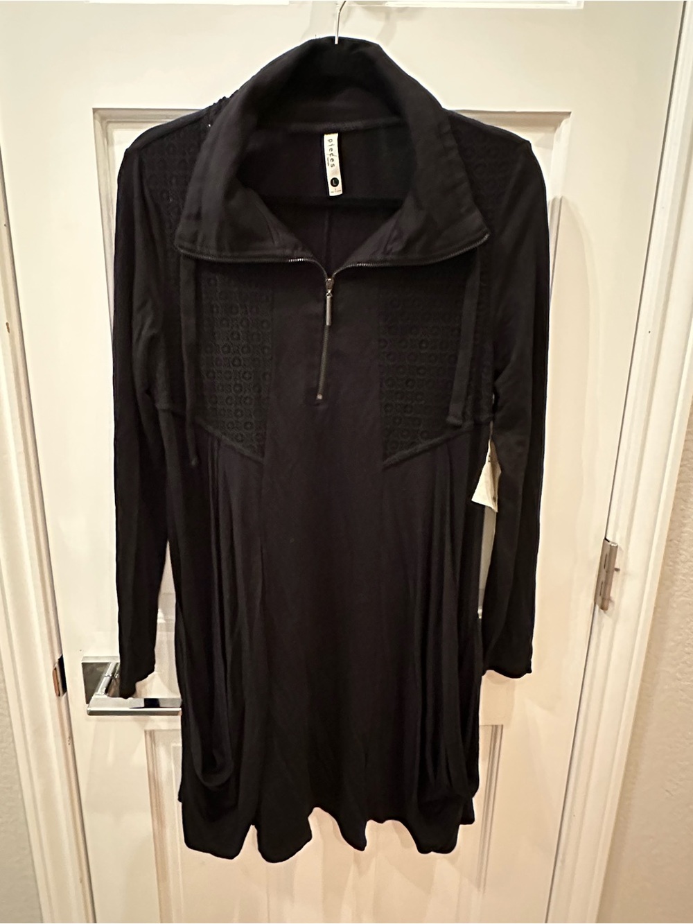 Women’s Kenzie Black Long-Sleeve Zip-Front Dress/Tunic